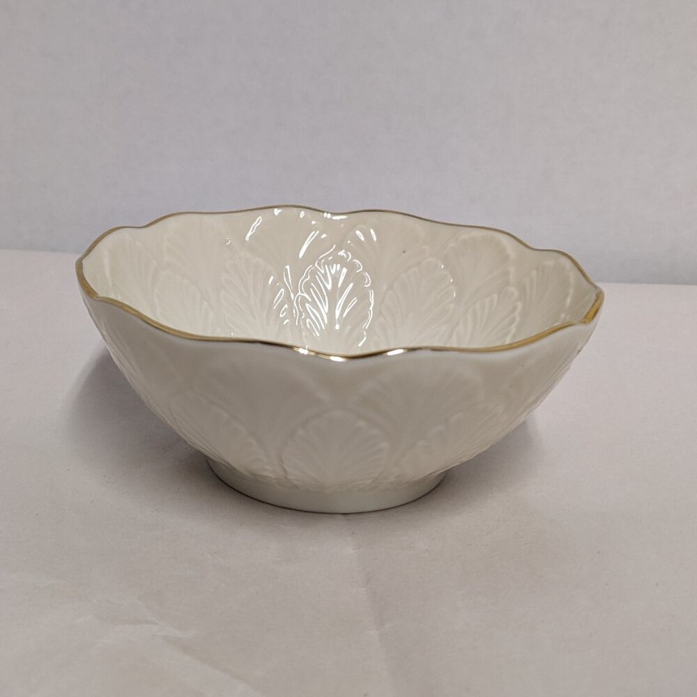 Vintage Lenox Small Bowl Embossed Leaf Pattern Gold Rim